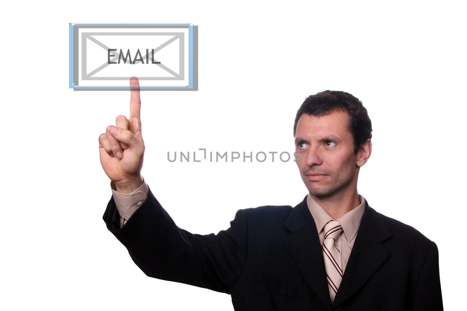 businessman touch email button