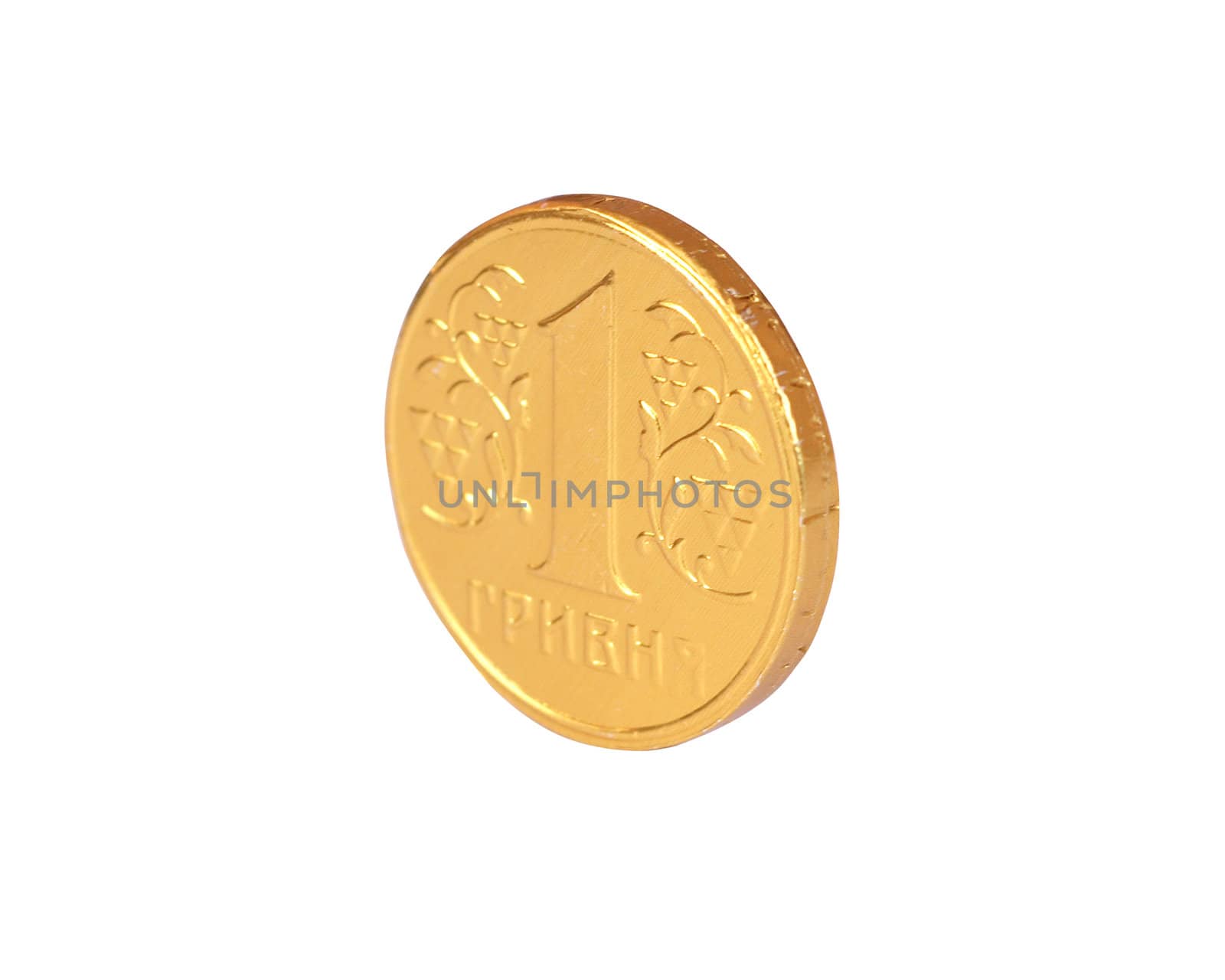 Ukrainian one hryvnya coin, isolated