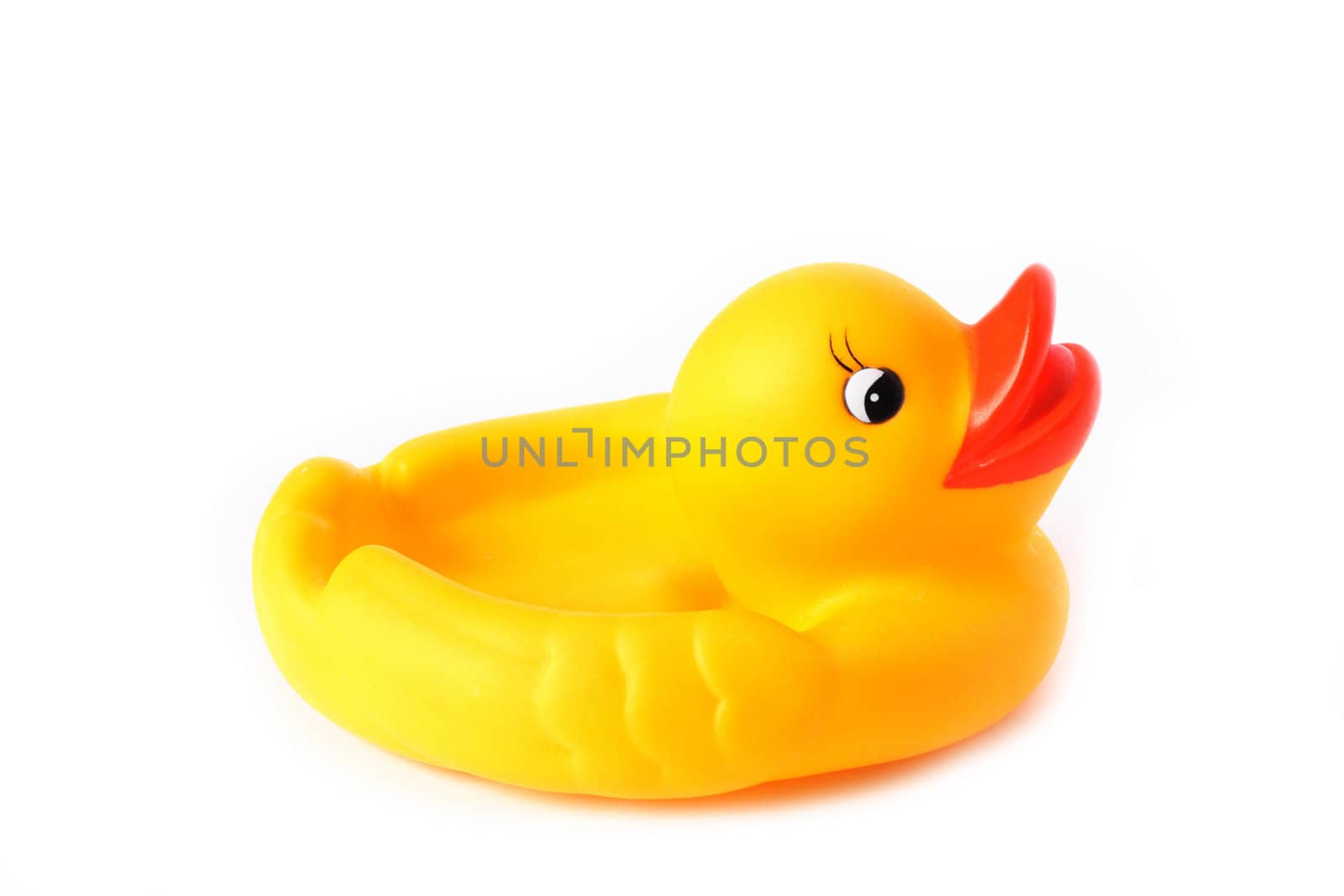 image of a cute rubber duckling on white