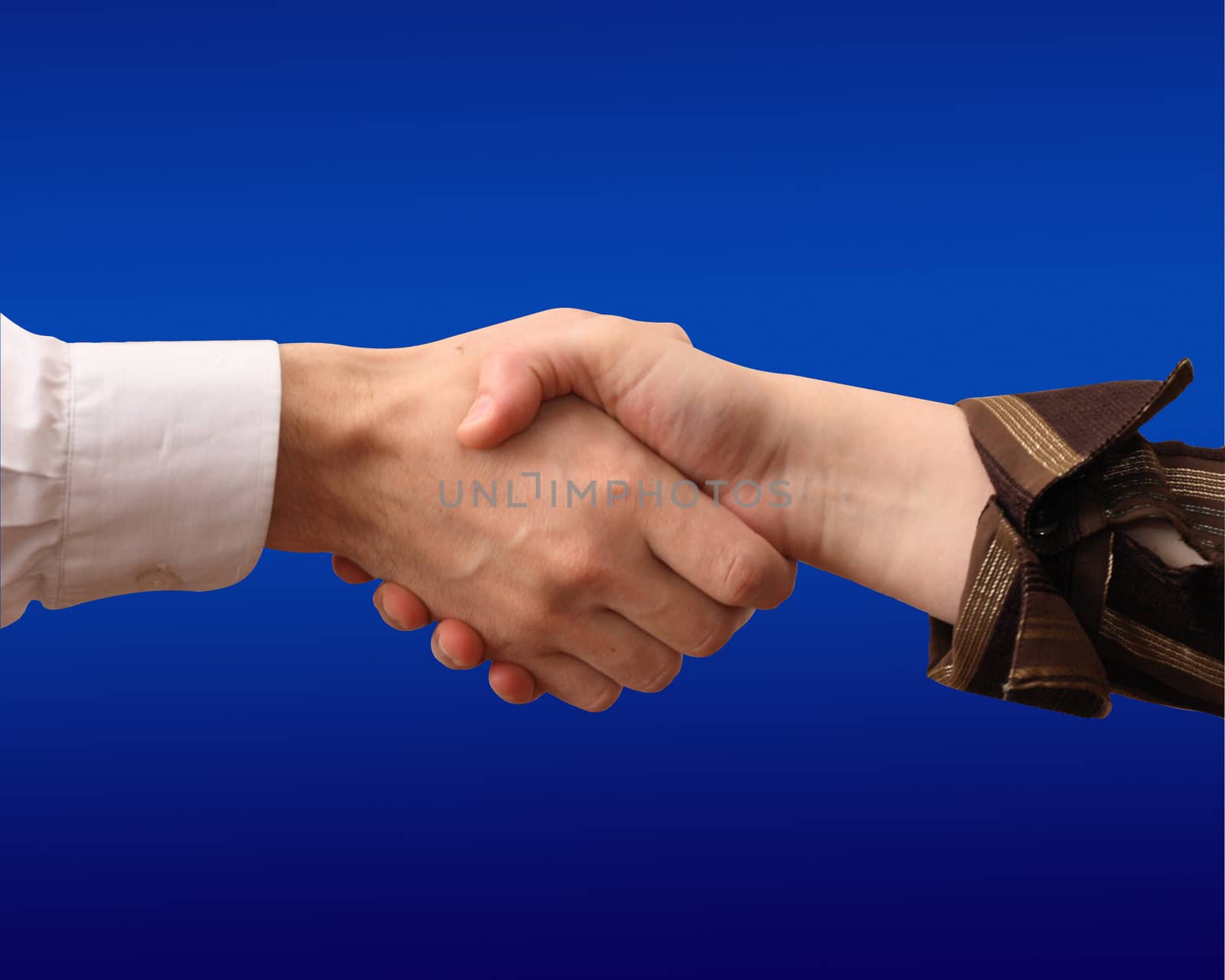 handshake on turn blue background