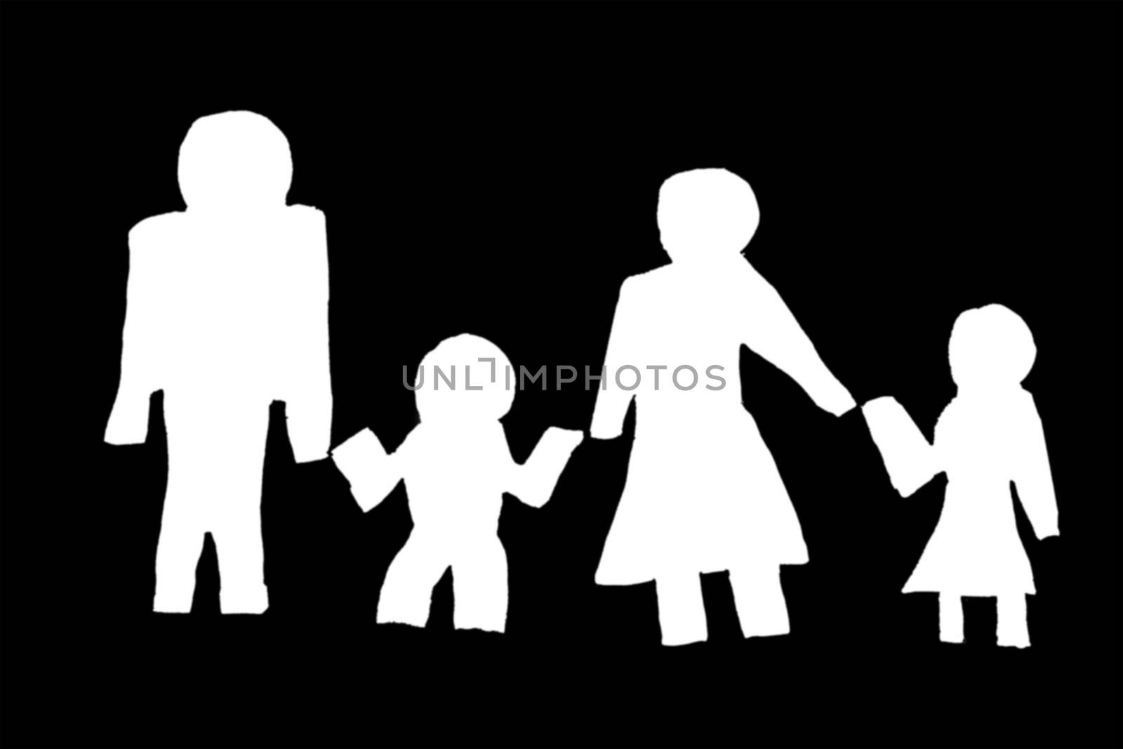 paper family on dark background