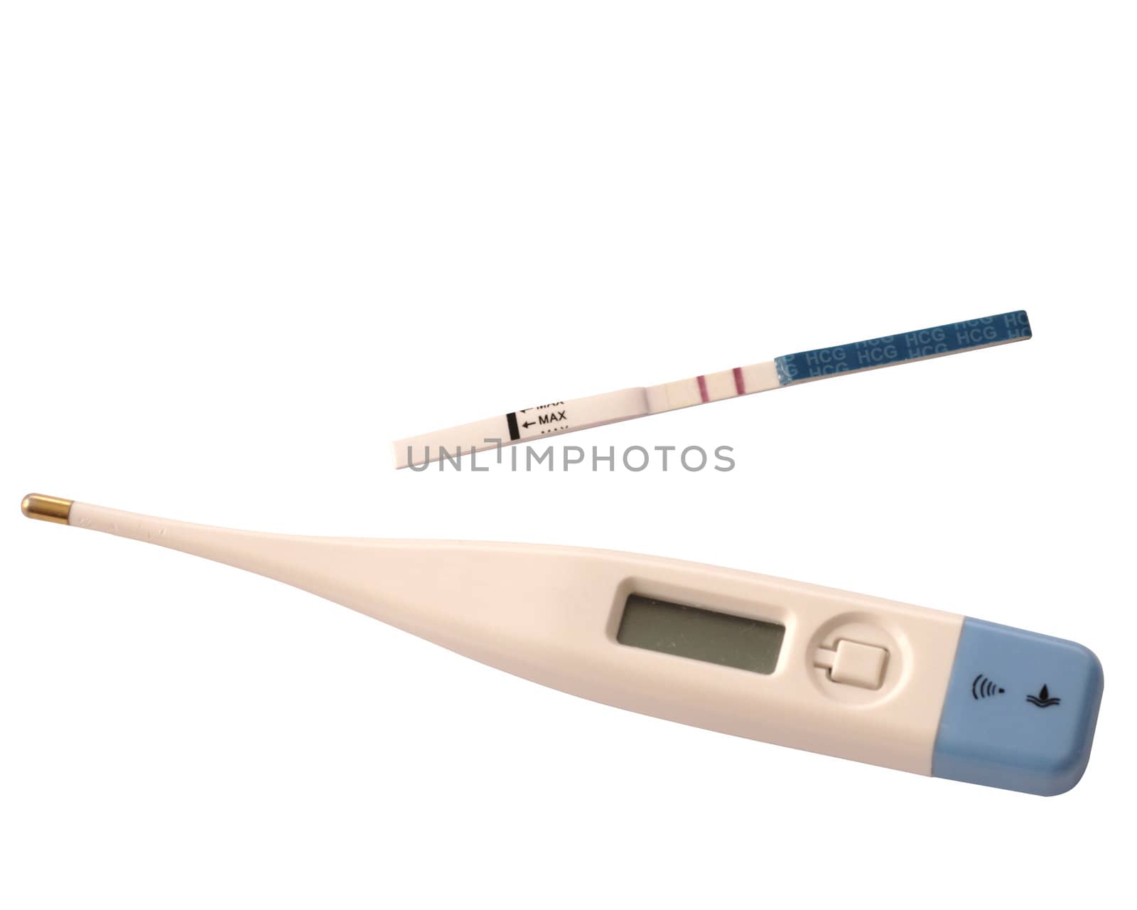 test on pregnancy and thermometer