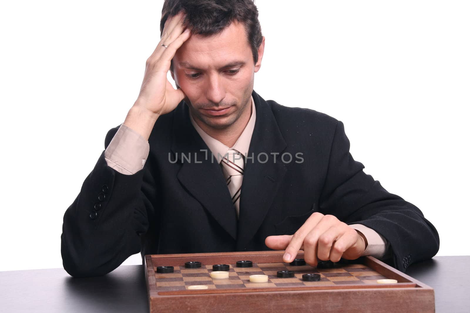 businessman playing chess