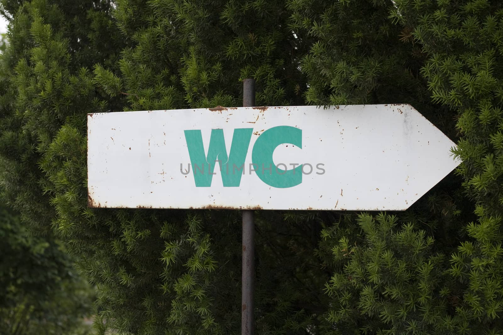 arrow sign showing WC direction