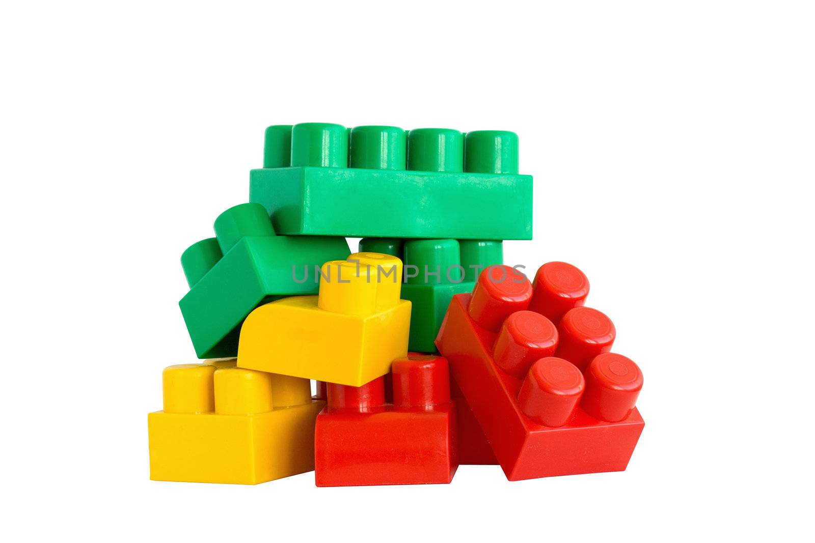 Colored Lego blocks for building houses for the children.
