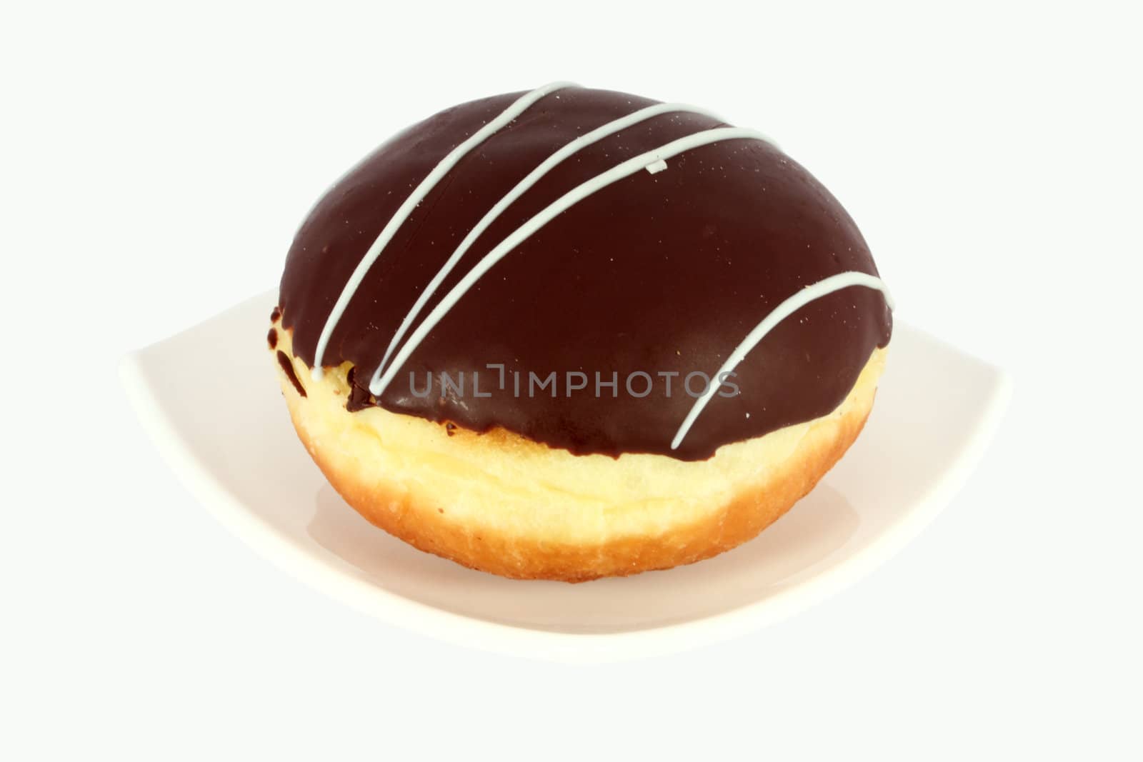 Doughnut with chocolate glazing, isolated on white