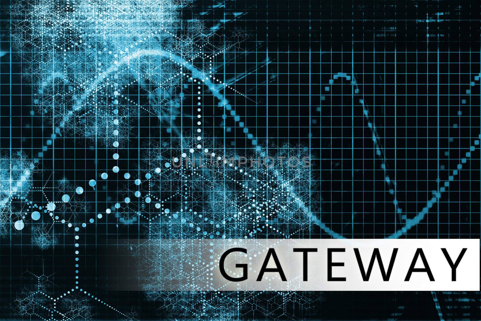 Gateway in a Blue Data Background Illustration