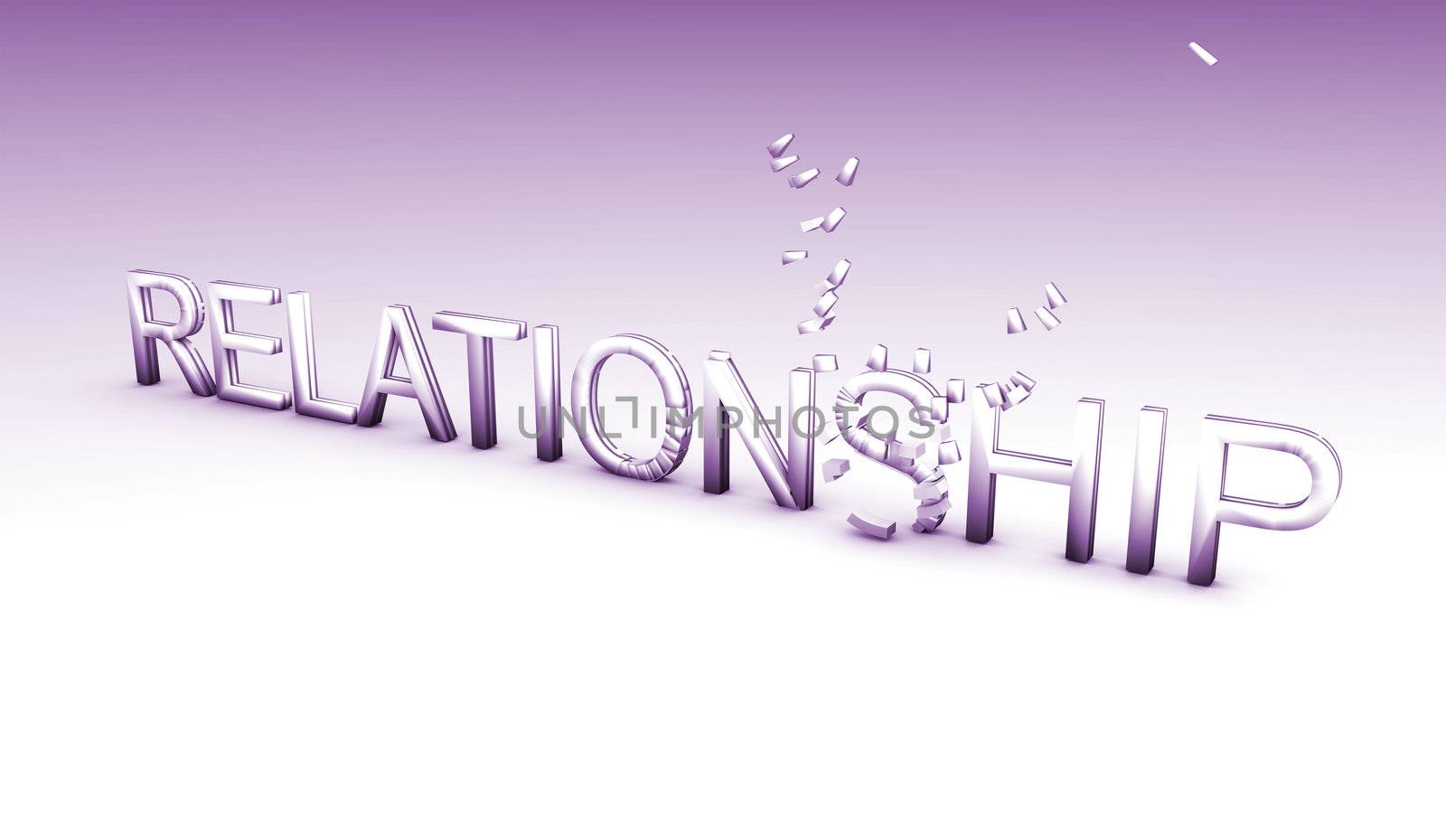Relationship Trouble in 3d Text Shattering Art