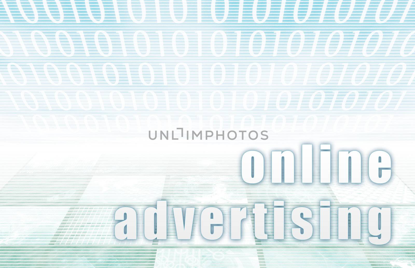 Online Advertising on a Clear Blue Tech Art