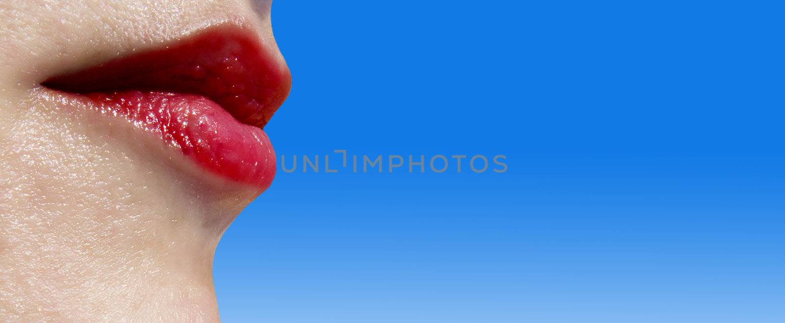 Detail of beautiful luscious lips on a female model