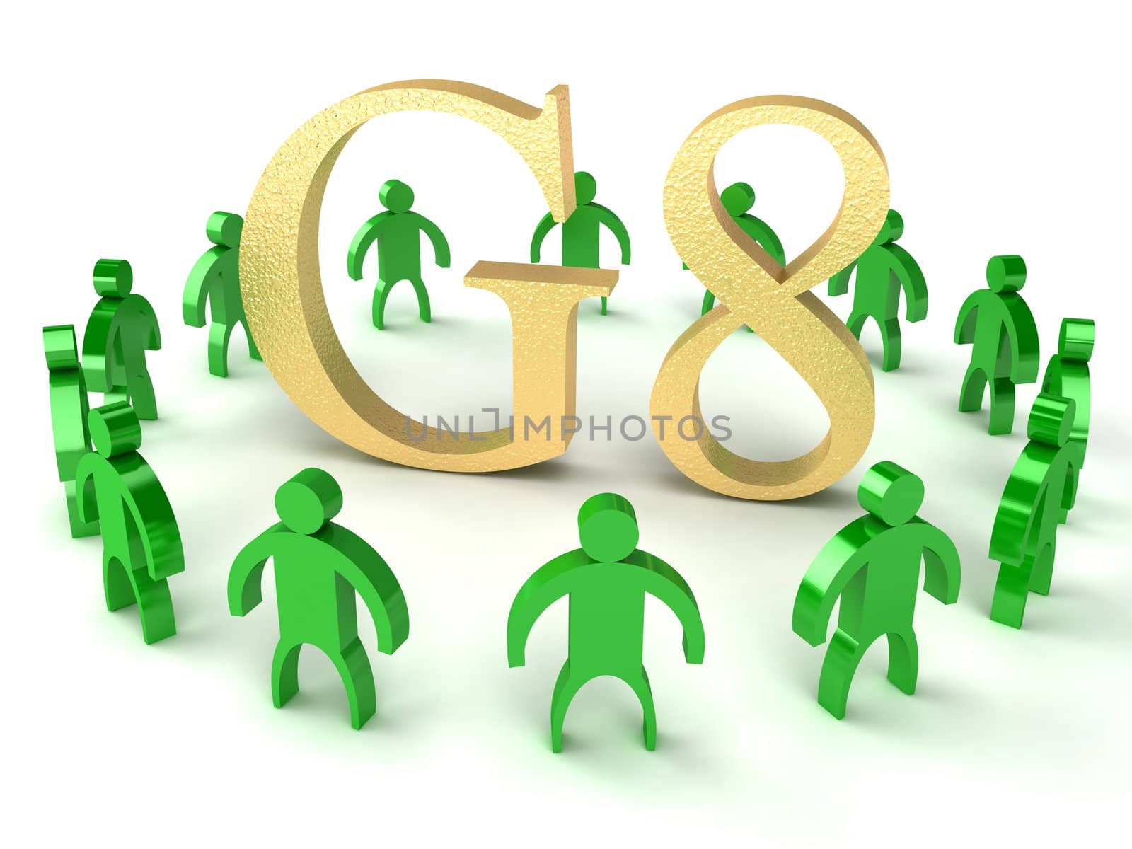 Abstract G8. Antiglobalists and Group of Eight on a white background.