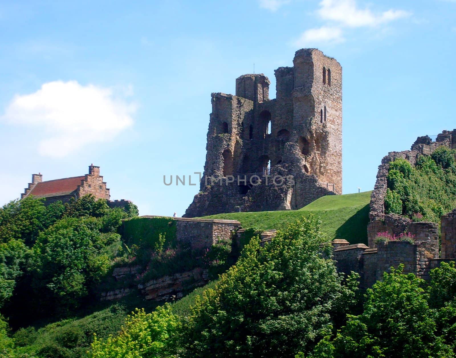 View of Scarborough's Norman Castle remains on castle headland, Scarborough, North Yorkshire, England.