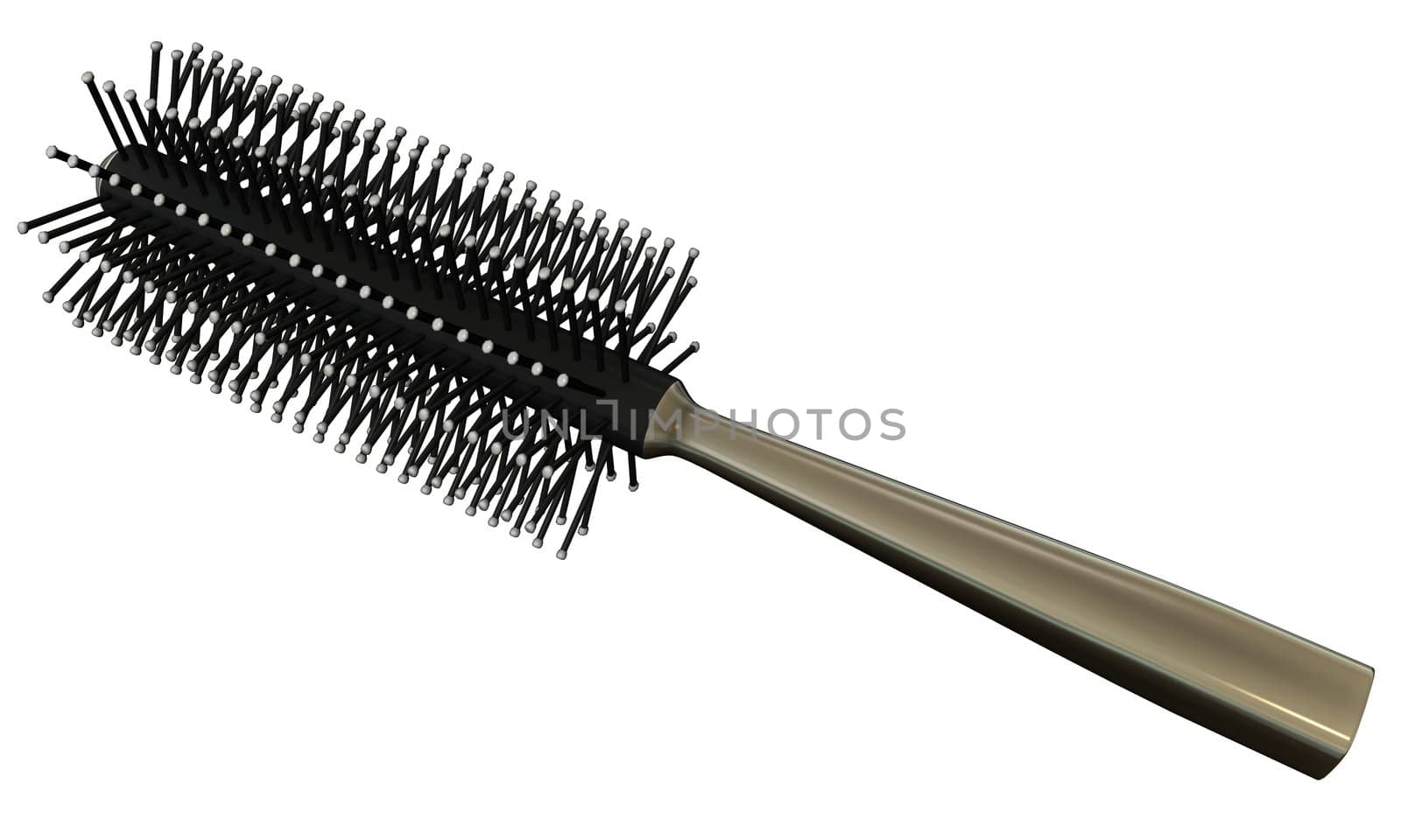 3D rendered hairbrush on white background isolated