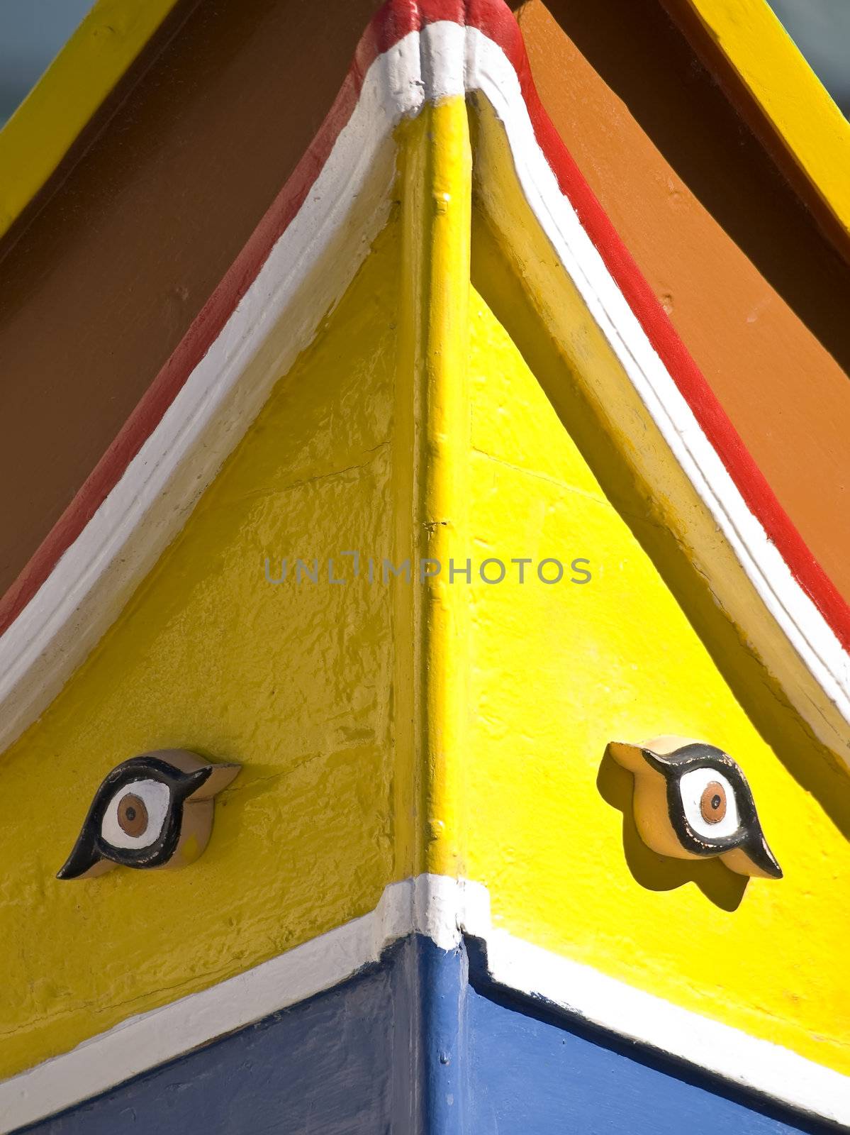 The traditional colours of the Malta fishing boat with eyes of Horus