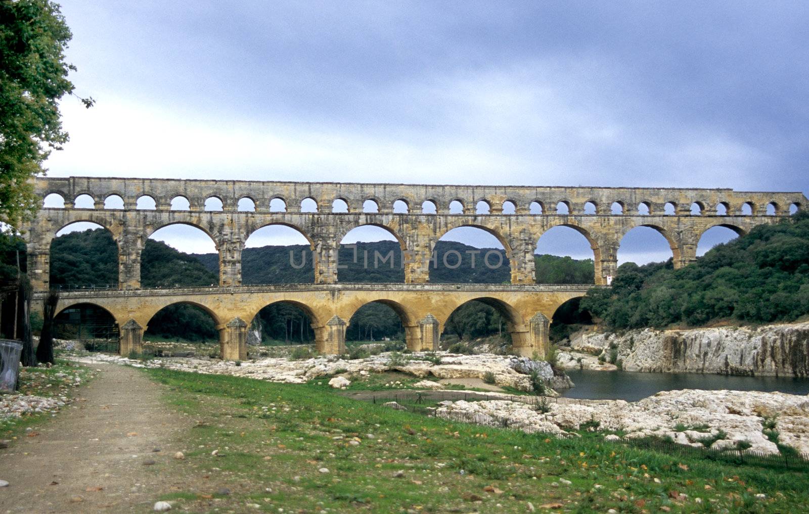 The ancient roman aqueduct Pont du Gard in Provence