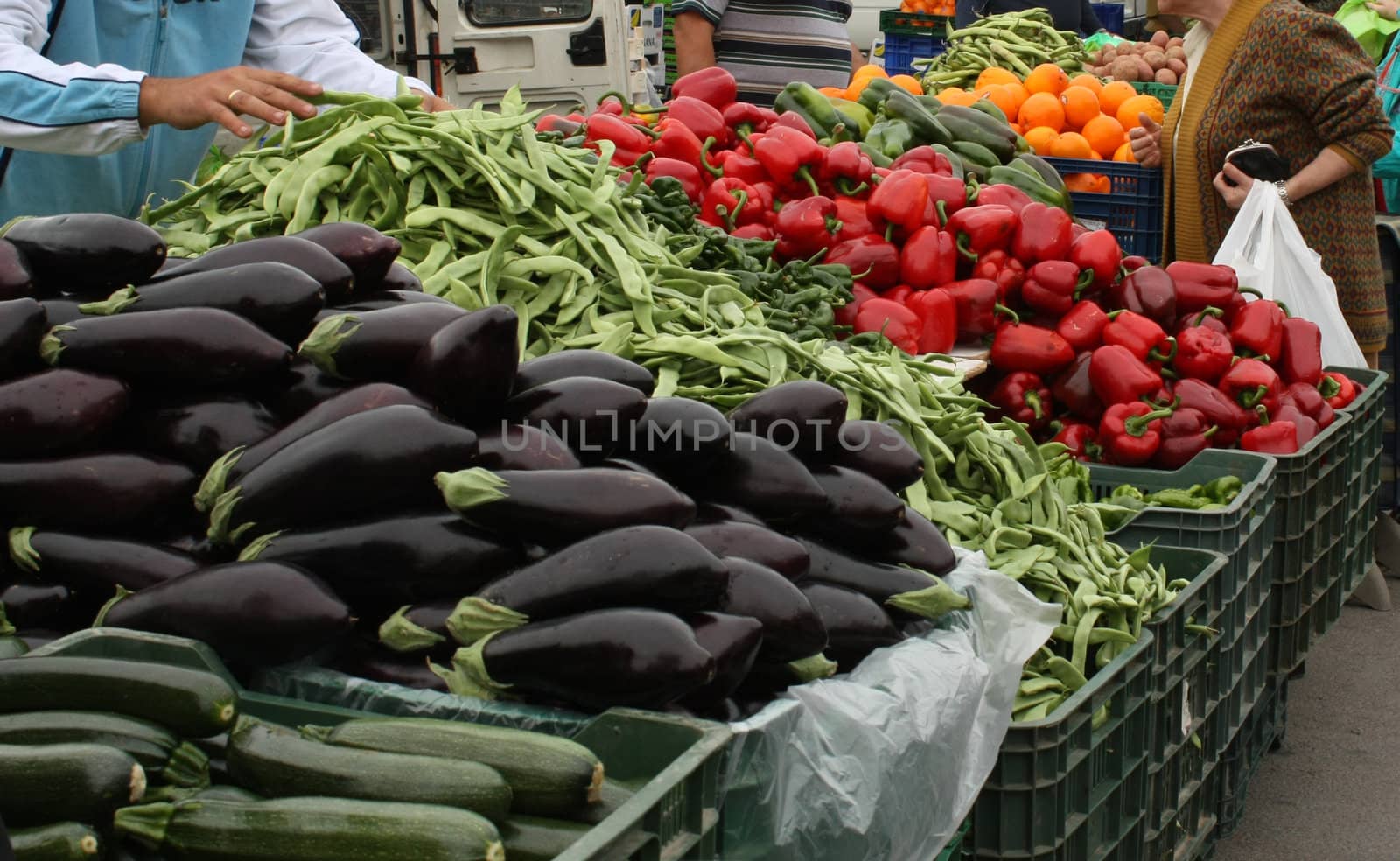 Fruit and vegetable on display in a Spanish open-air market.