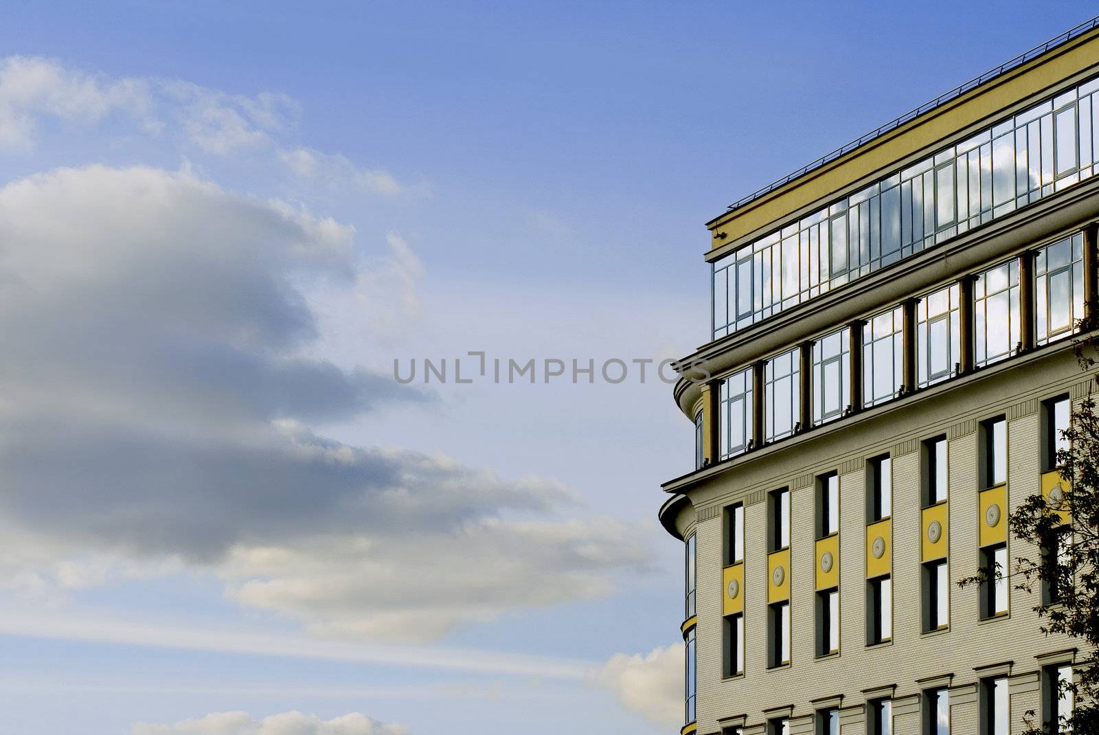 high-rise house on blue sky background 