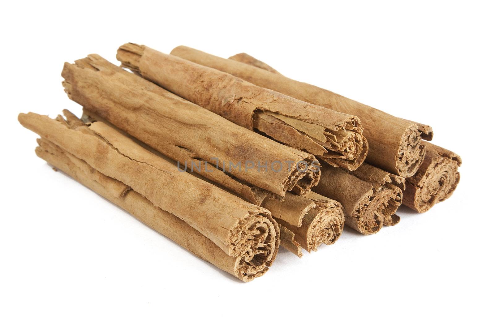 Cinnamon sticks isolated on white.