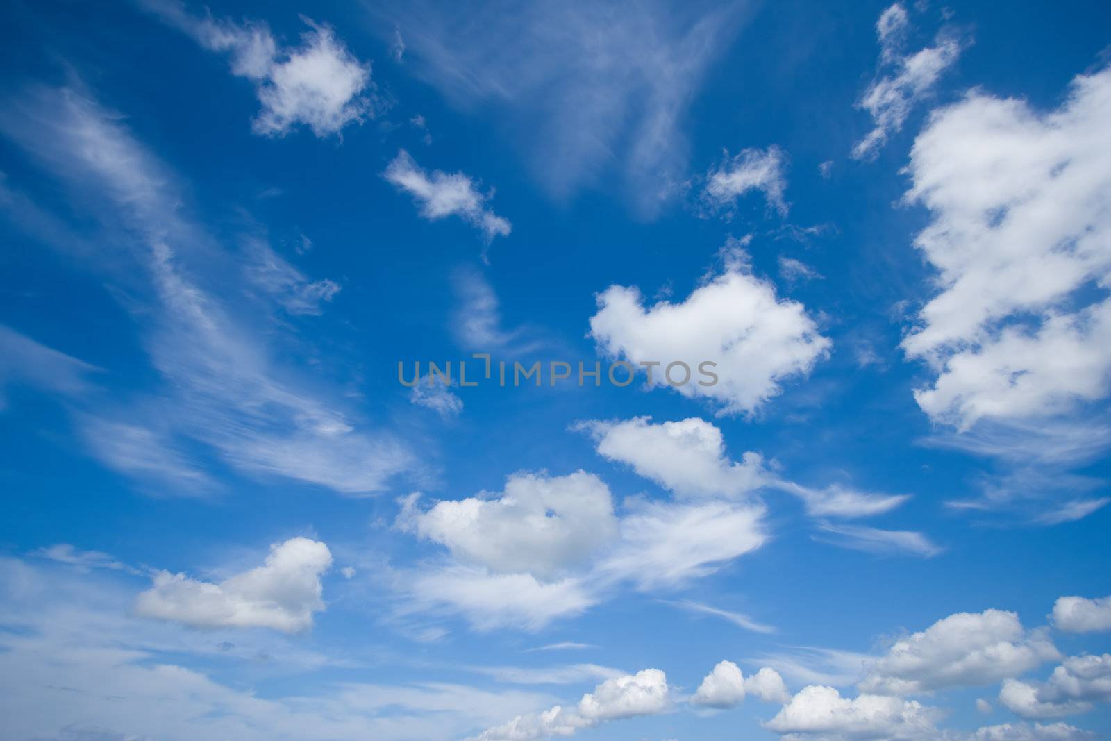 Blue sky background with many beautiful clouds
