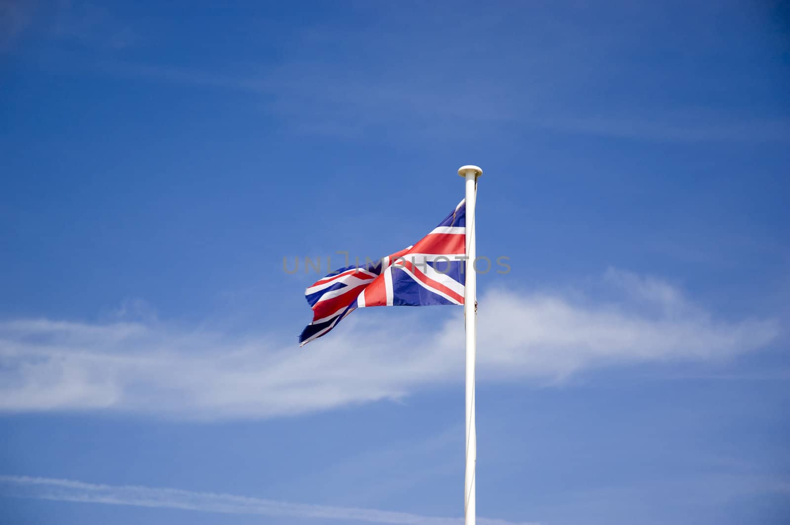 A union jack flag on a flag pole