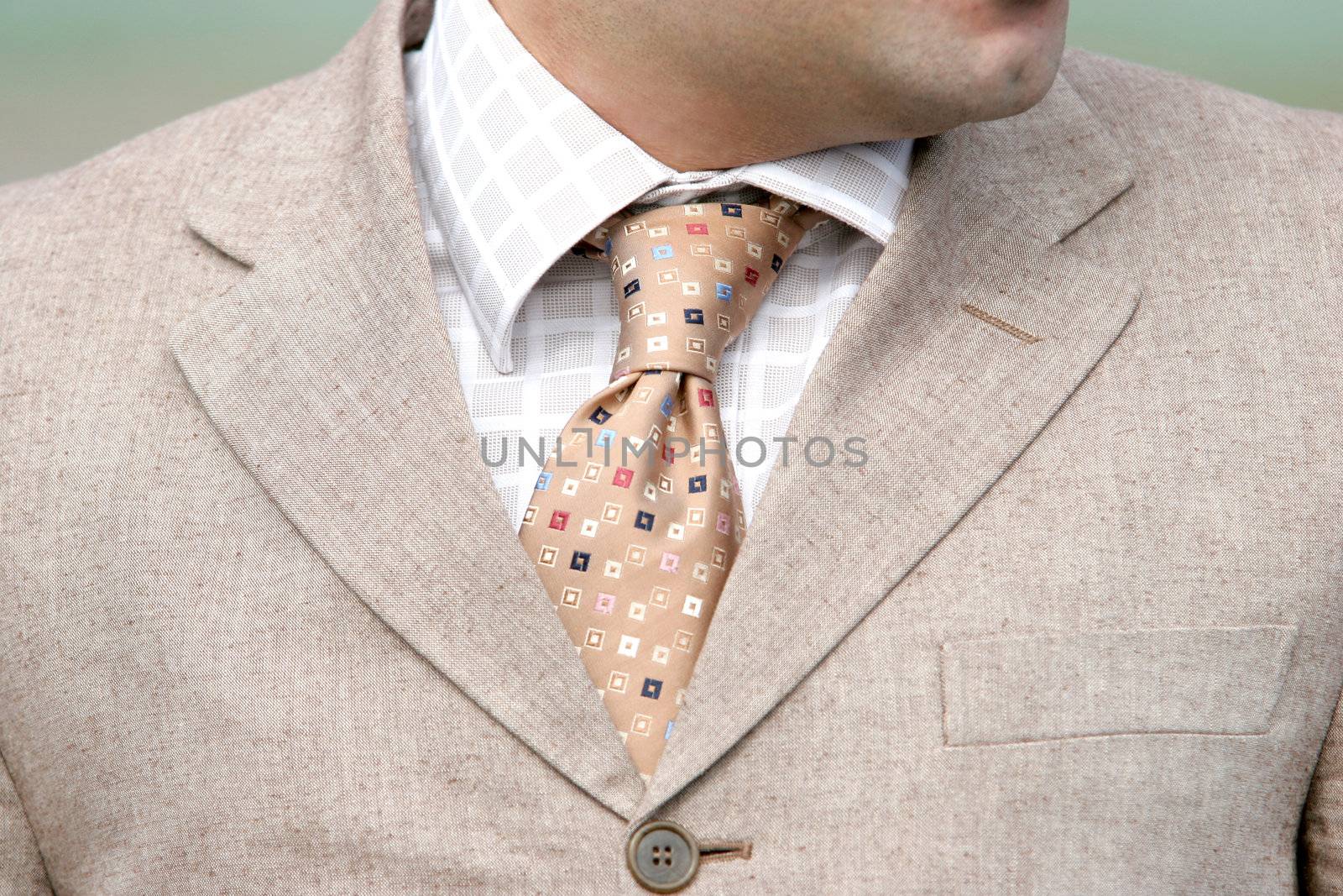 Closeup of a tie and shirt 