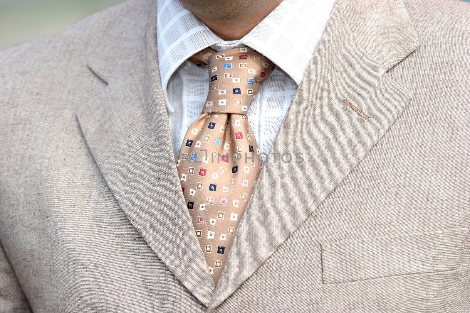 Closeup of a tie and shirt 