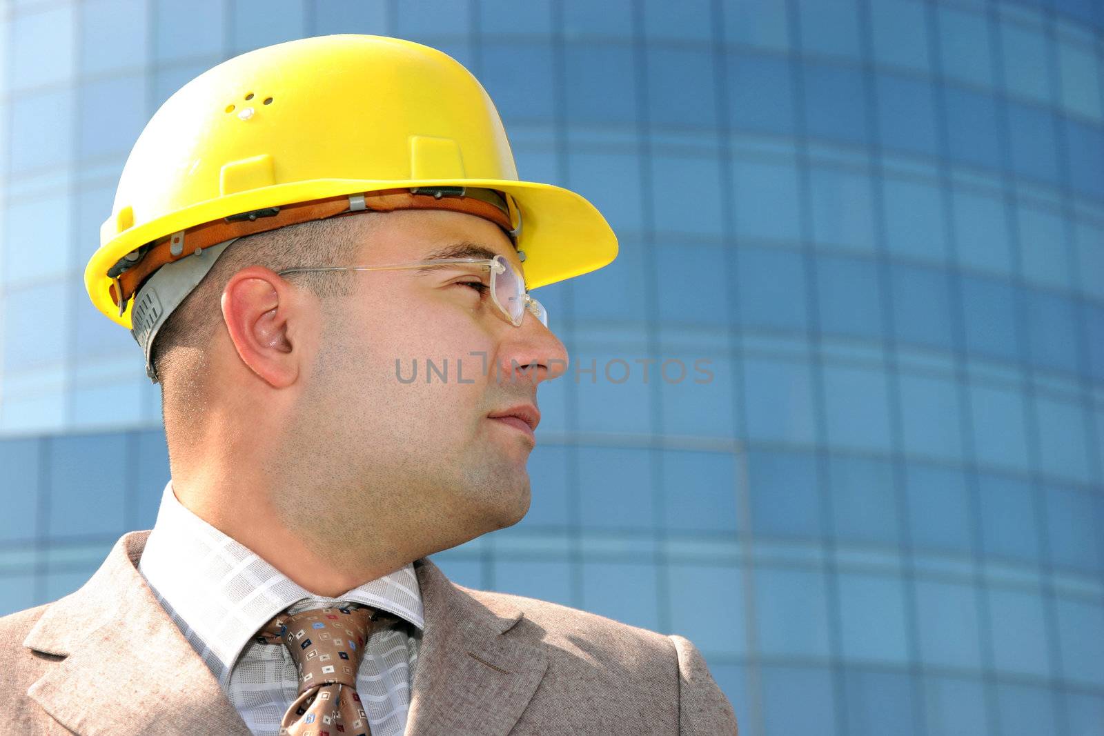 A businessman with helmet 