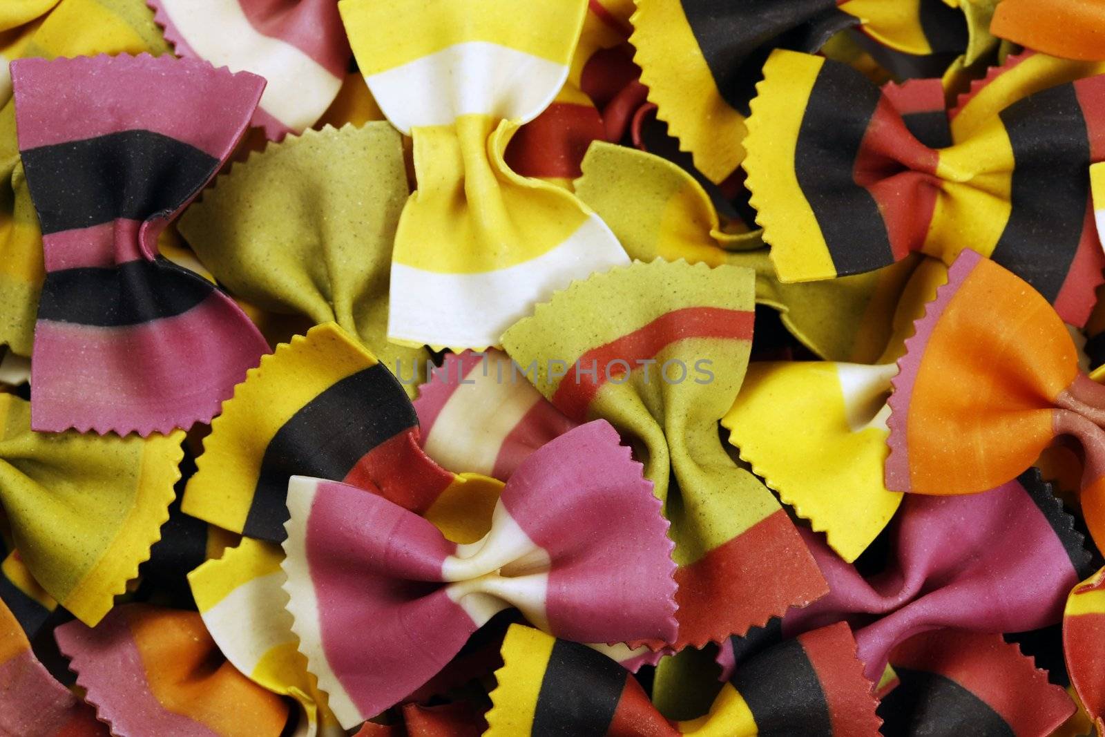 Beautiful handmade colorful farfalle pasta in bow tie / butterfly shape - XXL resolution file