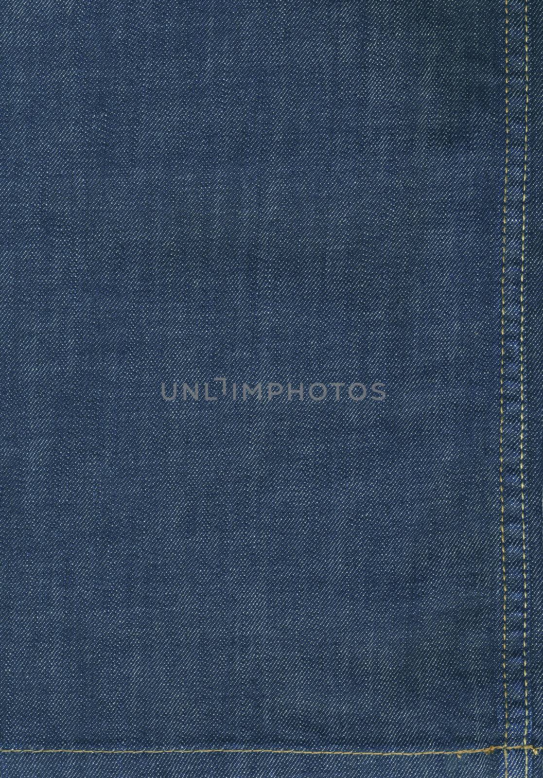Flat background image of dark blue denim fabric with seams - large XXL high resolution image