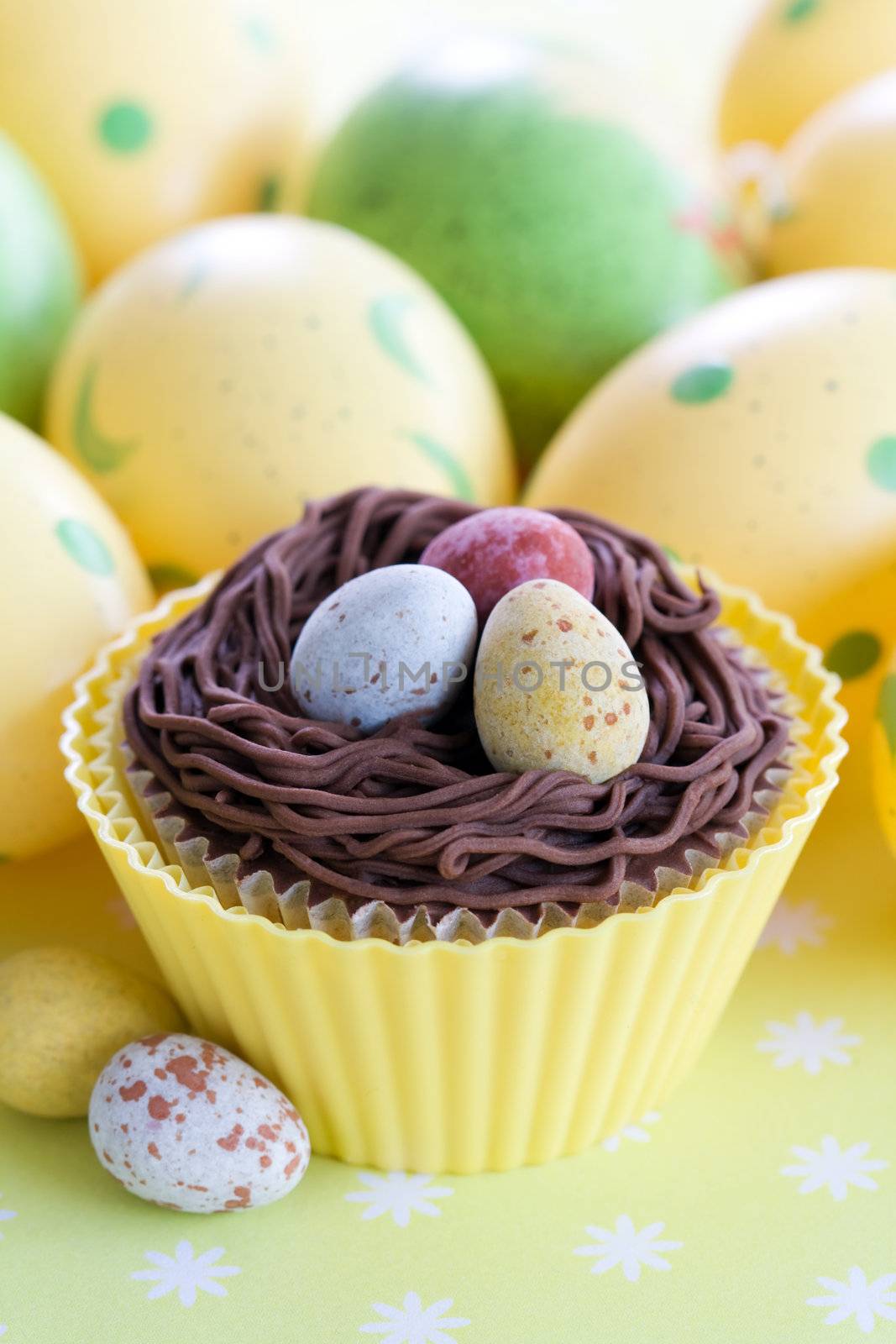 Cupcake decorated with an Easter theme