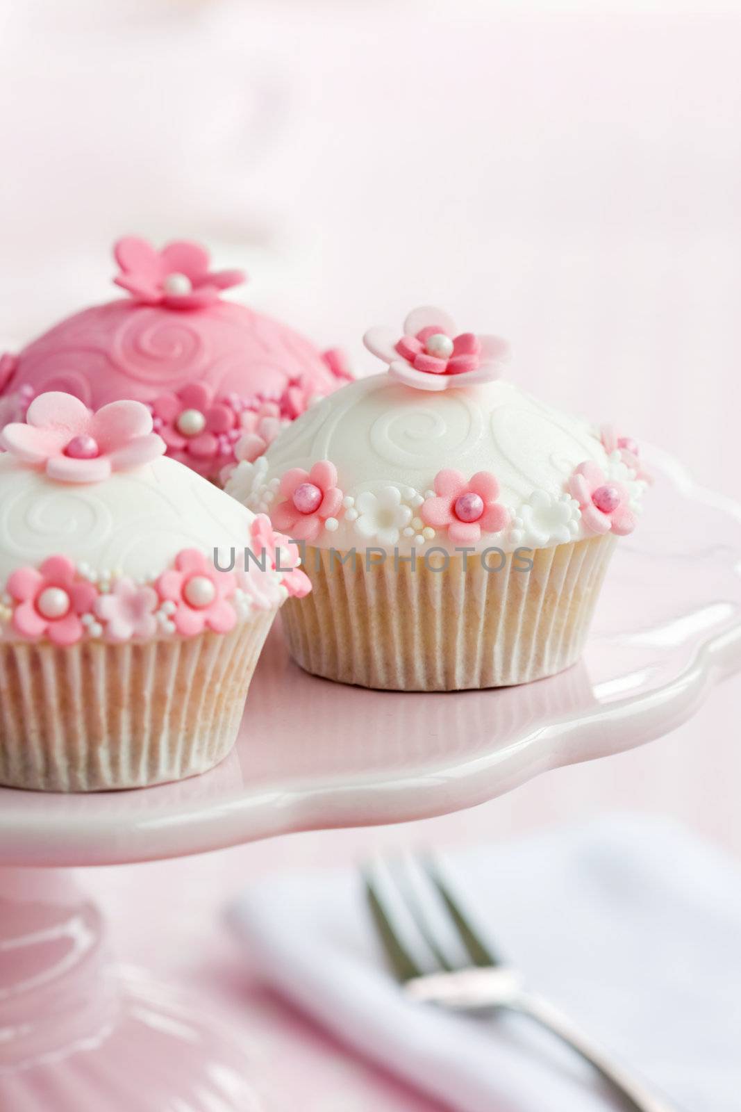 Selection of cupcakes on a cakestand