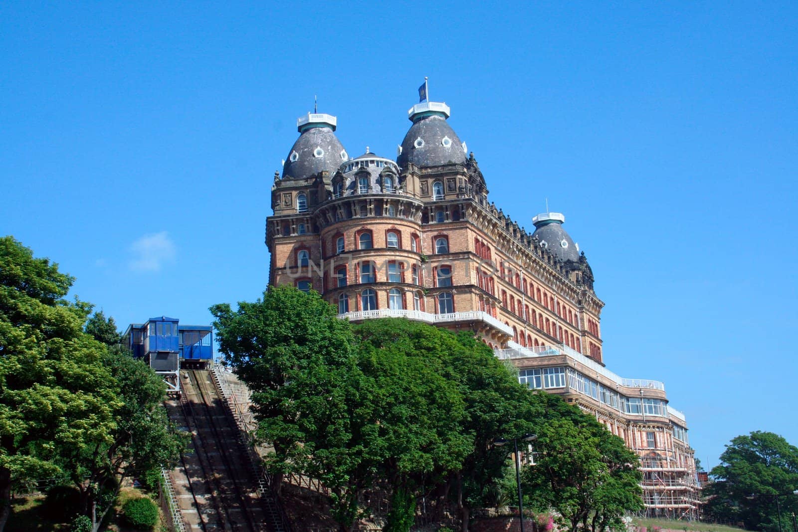 Gothic architecture of Grand hotel building, Scarborough, England.