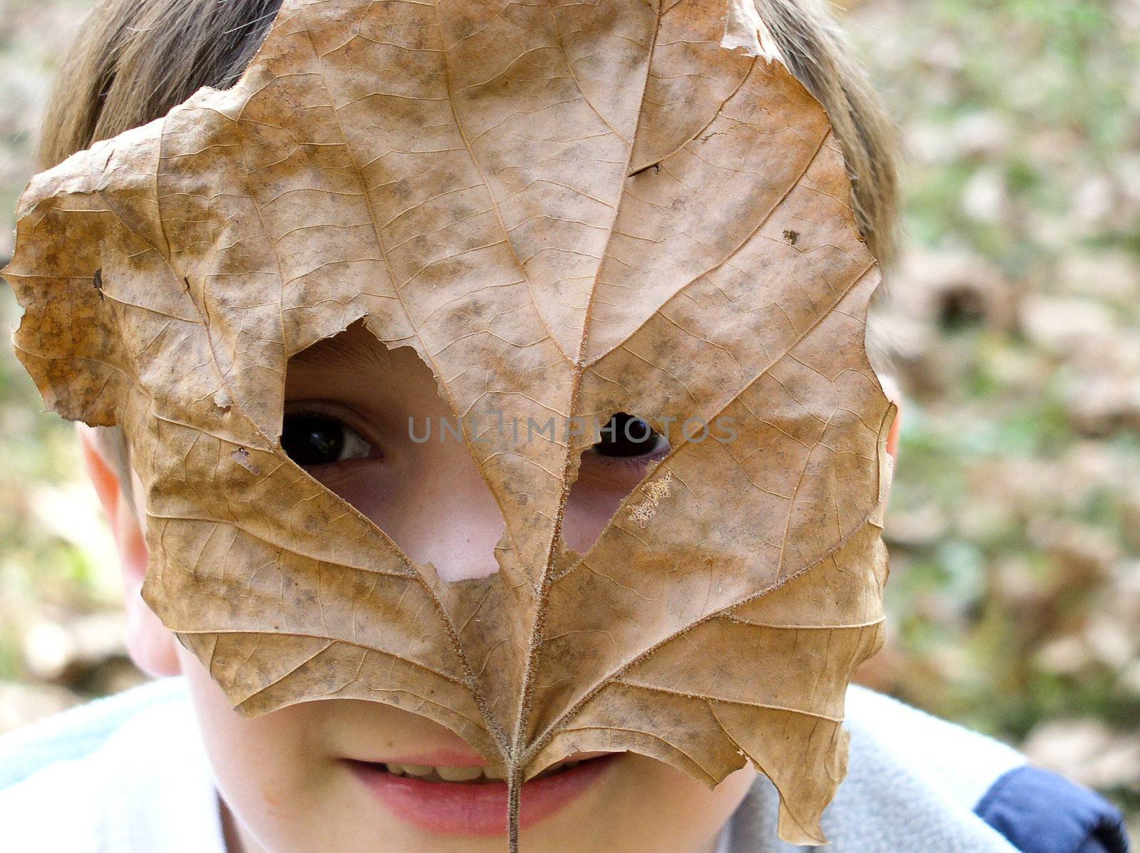 Boy's Leaf Mask by RefocusPhoto