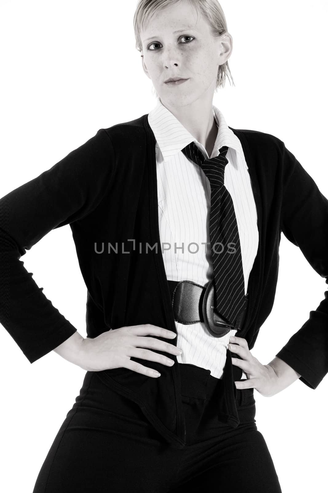 Business woman standing in the studio