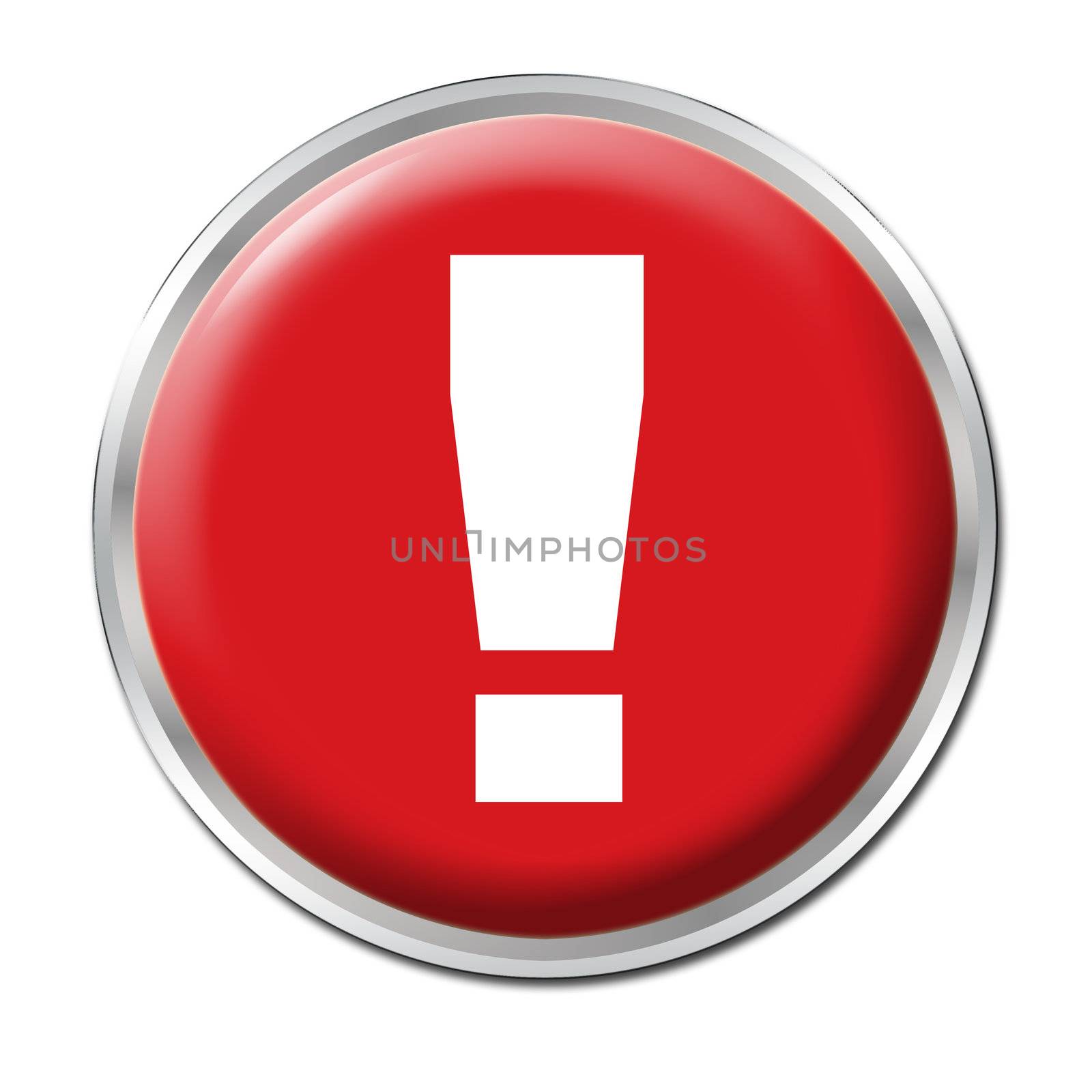 Red round button with the exclamation mark symbol