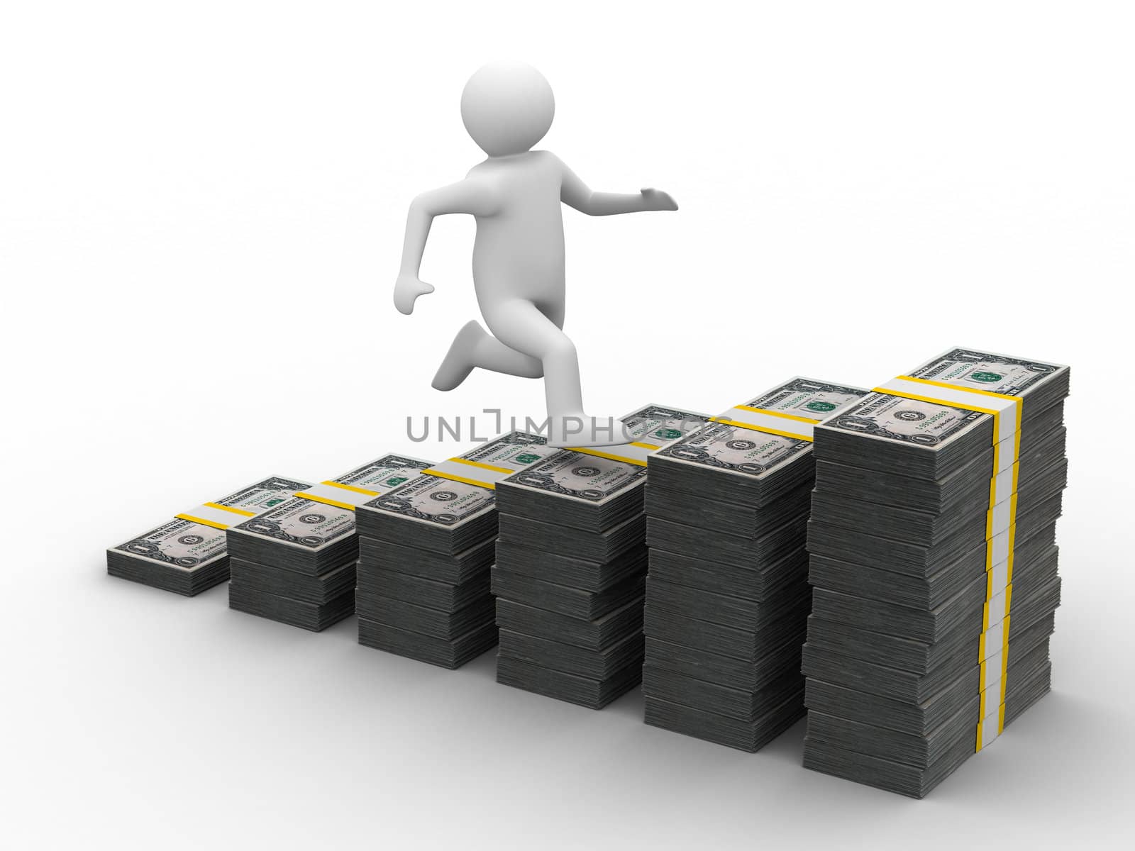 diagramme of financial growth. Isolated 3D image