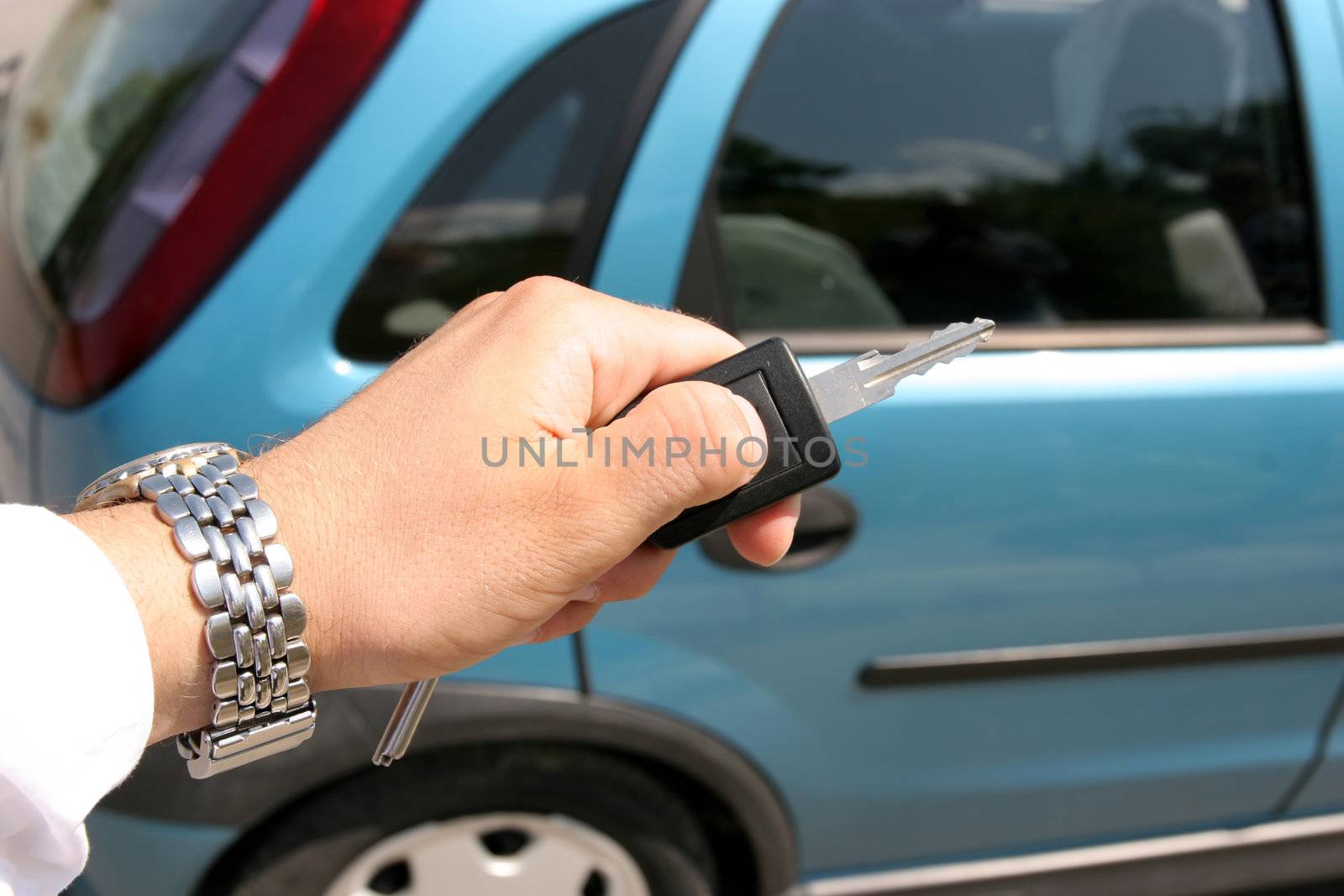 Handle electronic car key in closeup
