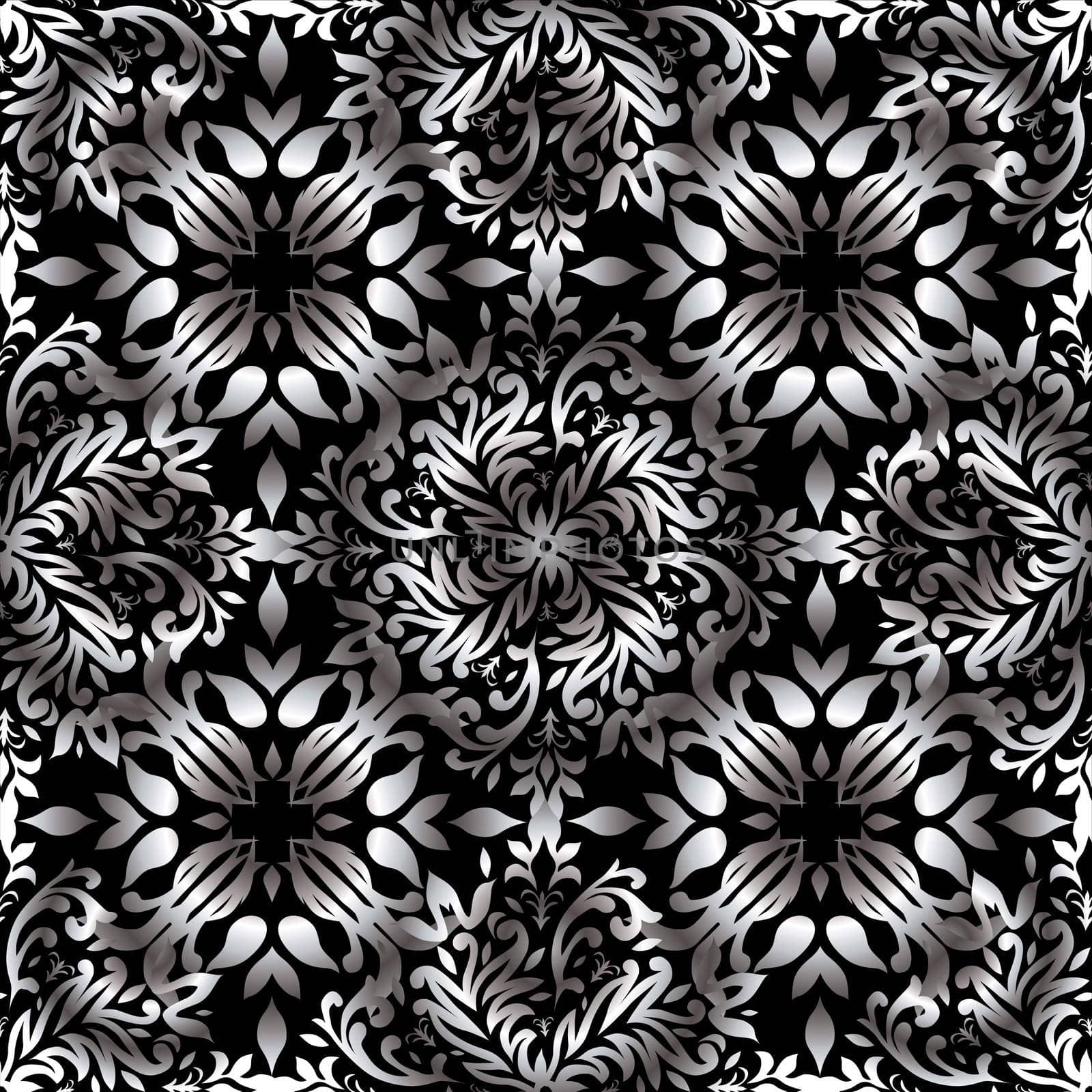 illustrated wallpaper design in with a floral theme in black