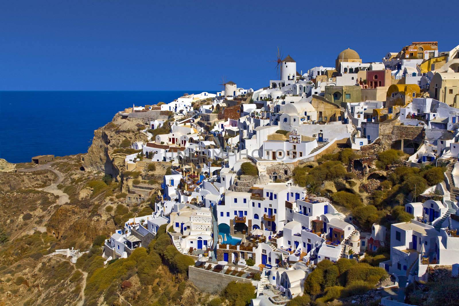 City with ocean view Oia Santorini Greece