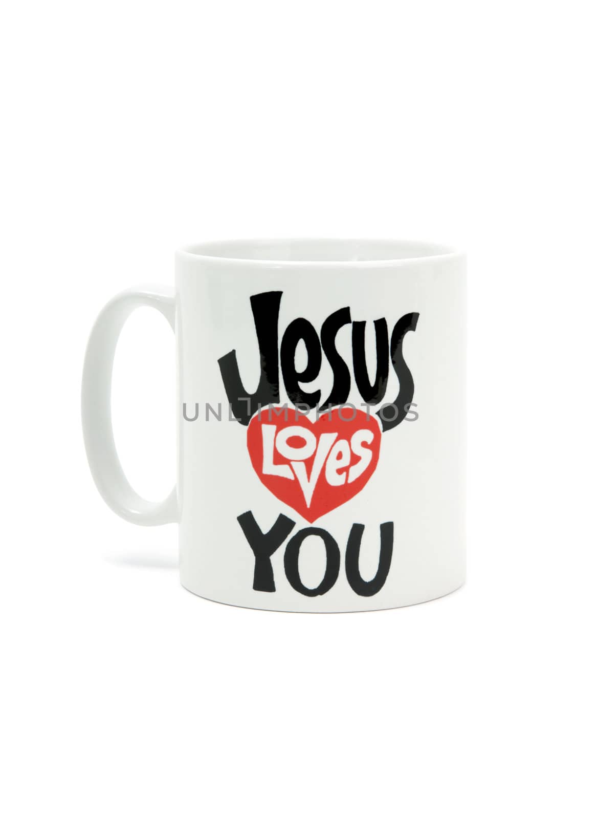 Coffee mug with jesus loves you message