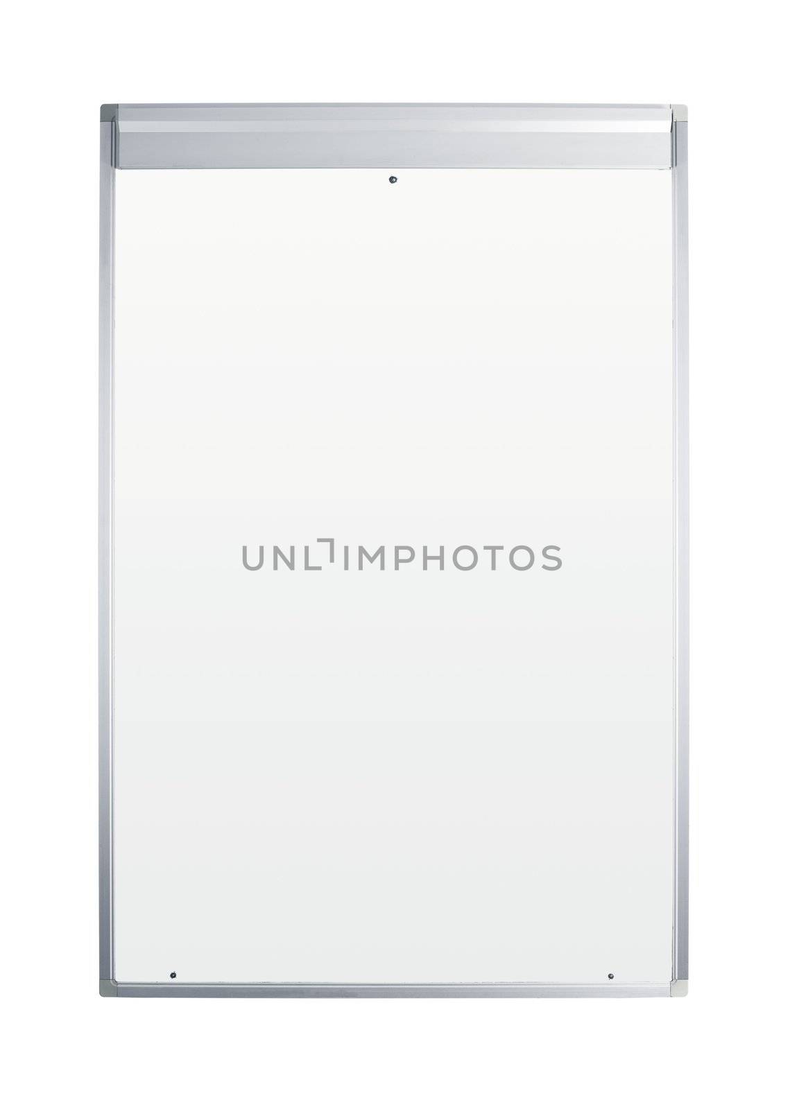 Blank whiteboard and flipchart isolated on white - insert own message