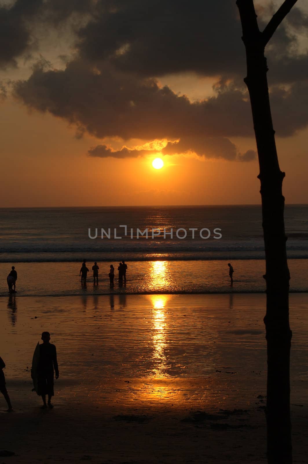 Sunset in Kuta, Bali, Indonesia.