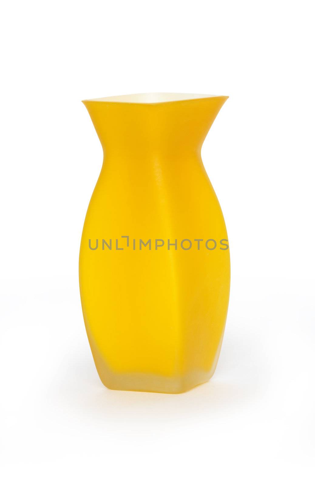 Nice modern yellow vase isolated on white background with clipping path