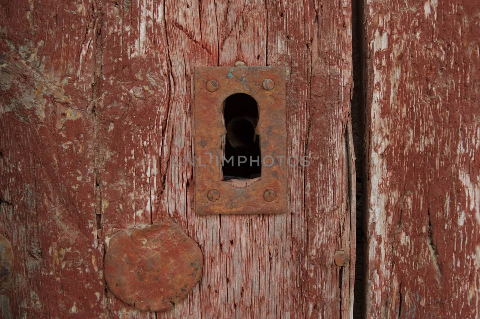 Details of old with a door lock