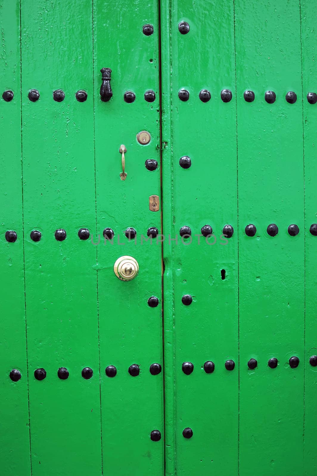 Details of green with a door lock