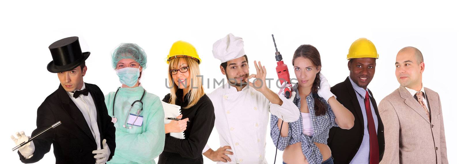 Large group of diversity workers people on  white background