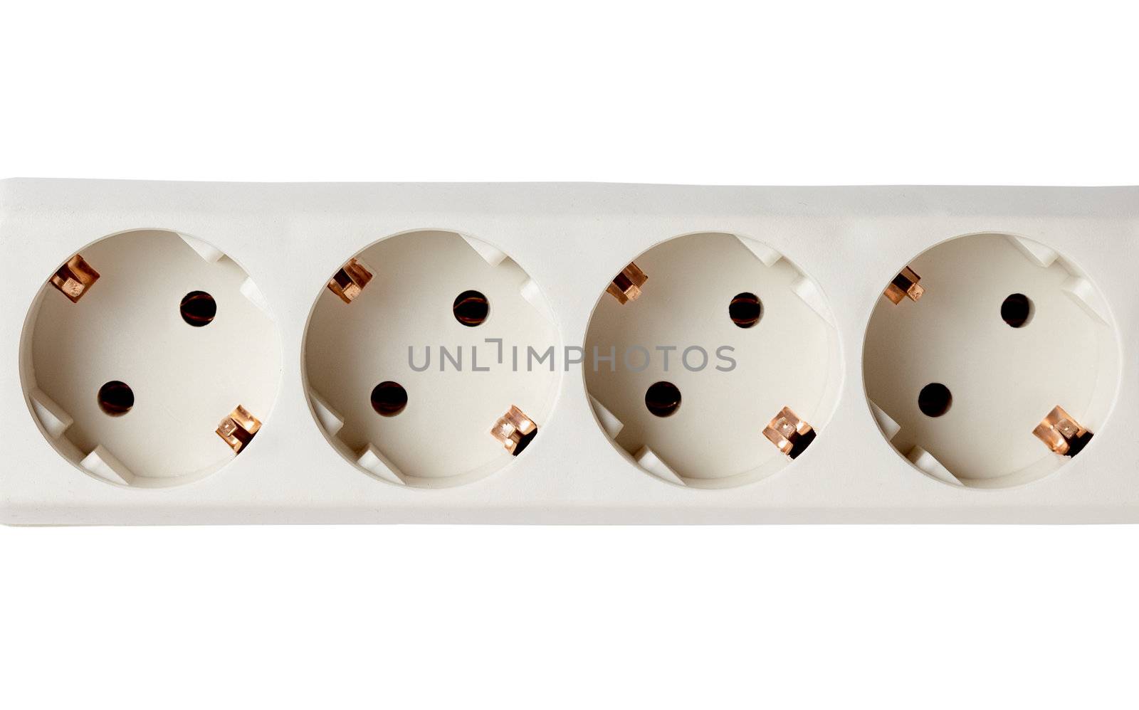 Four electrical outlets isolated on a white background