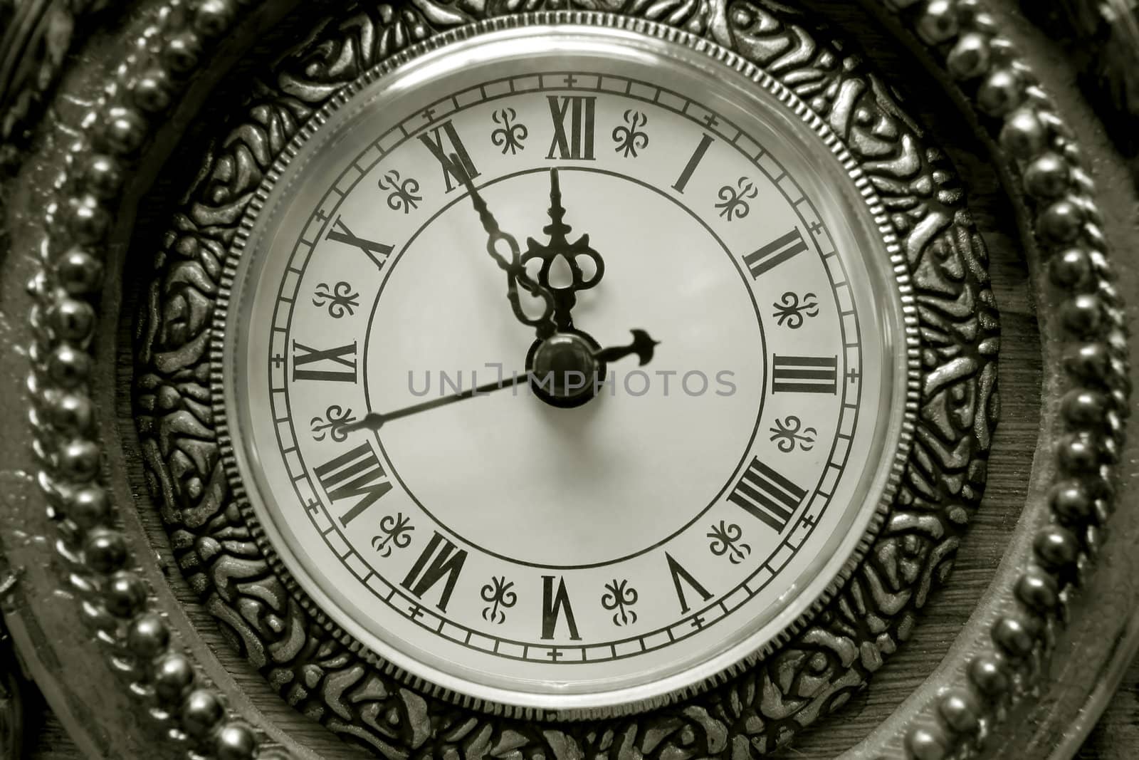 antique clock in closeup