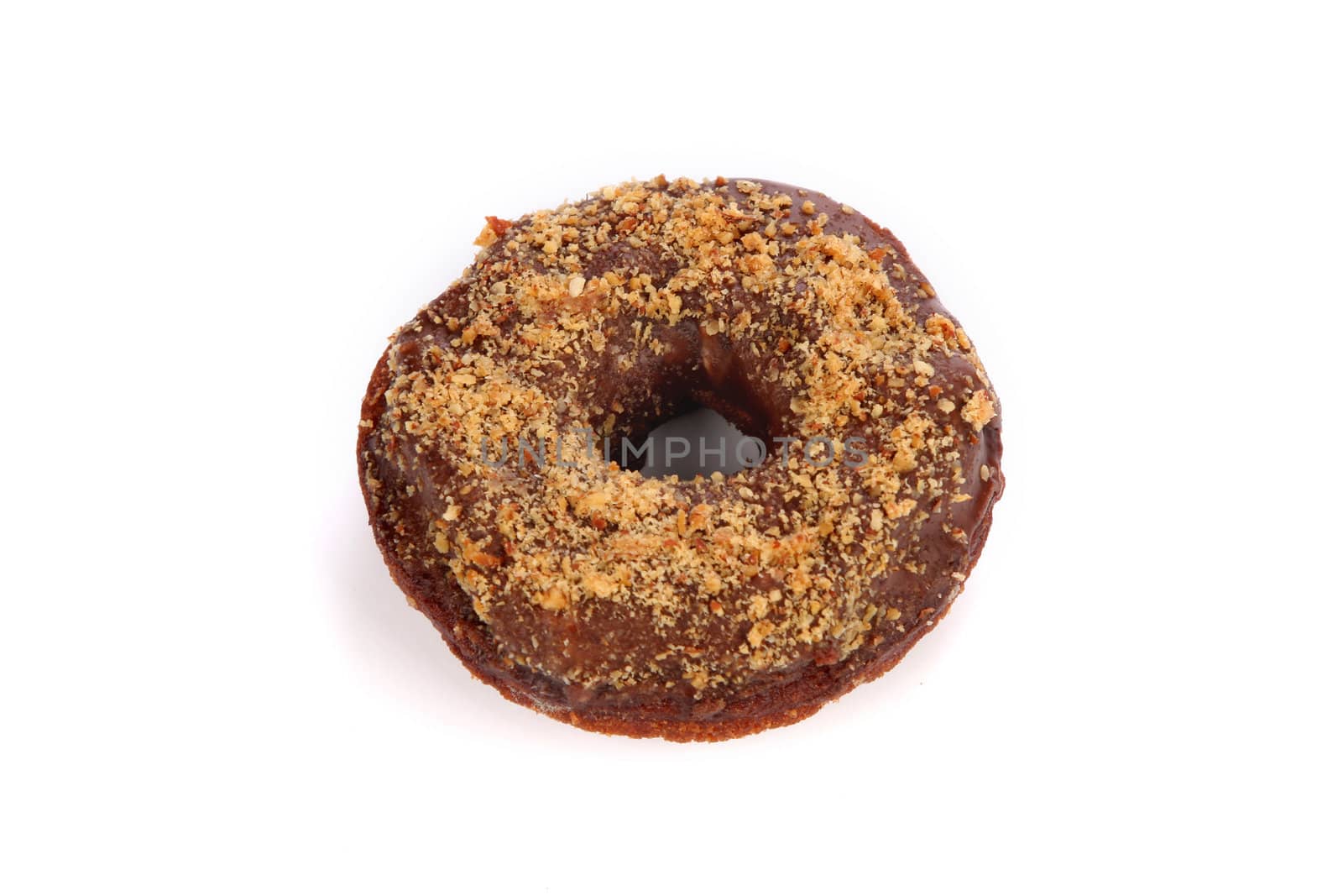 Close up shot of donut on white background