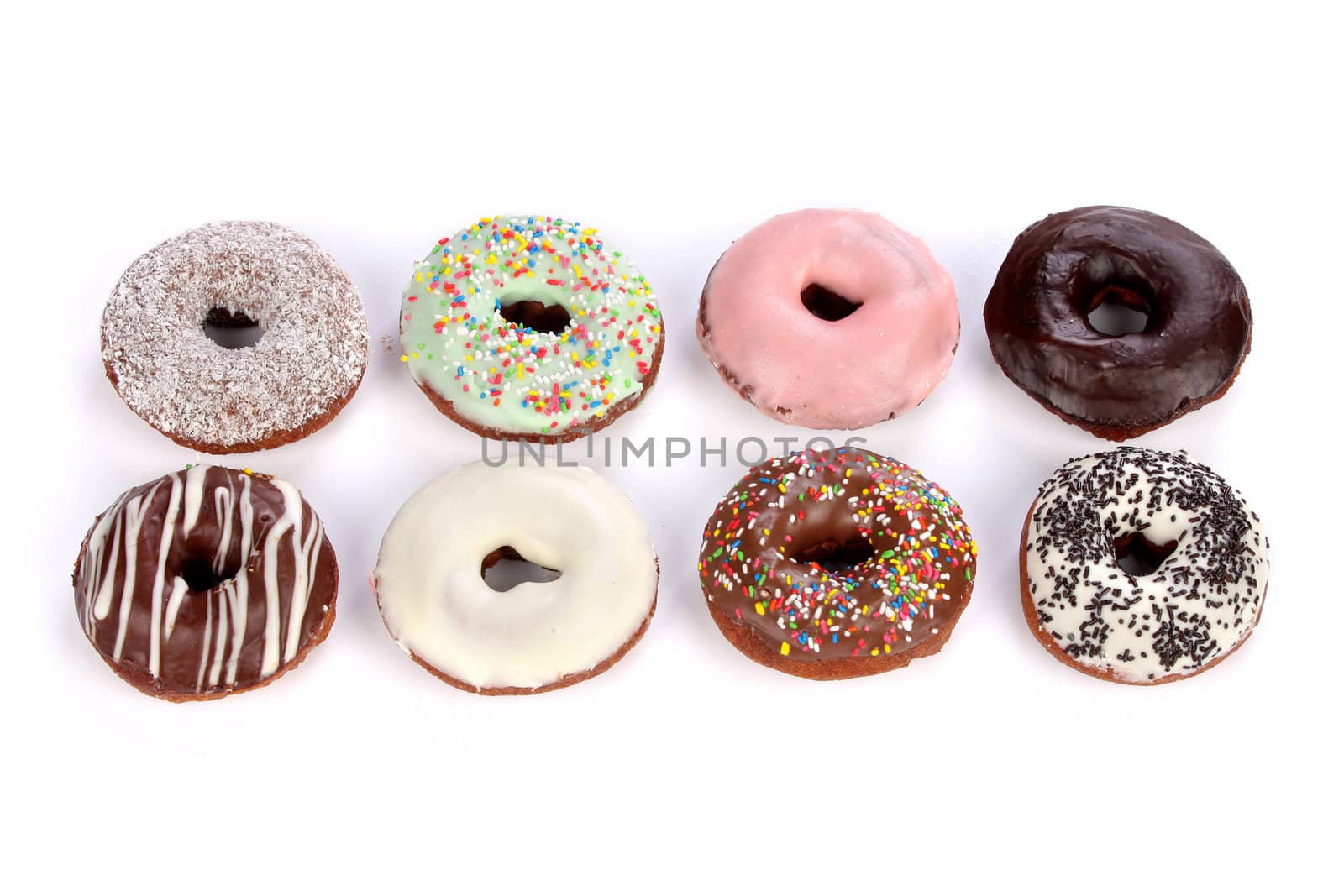 details of separate donuts in close up